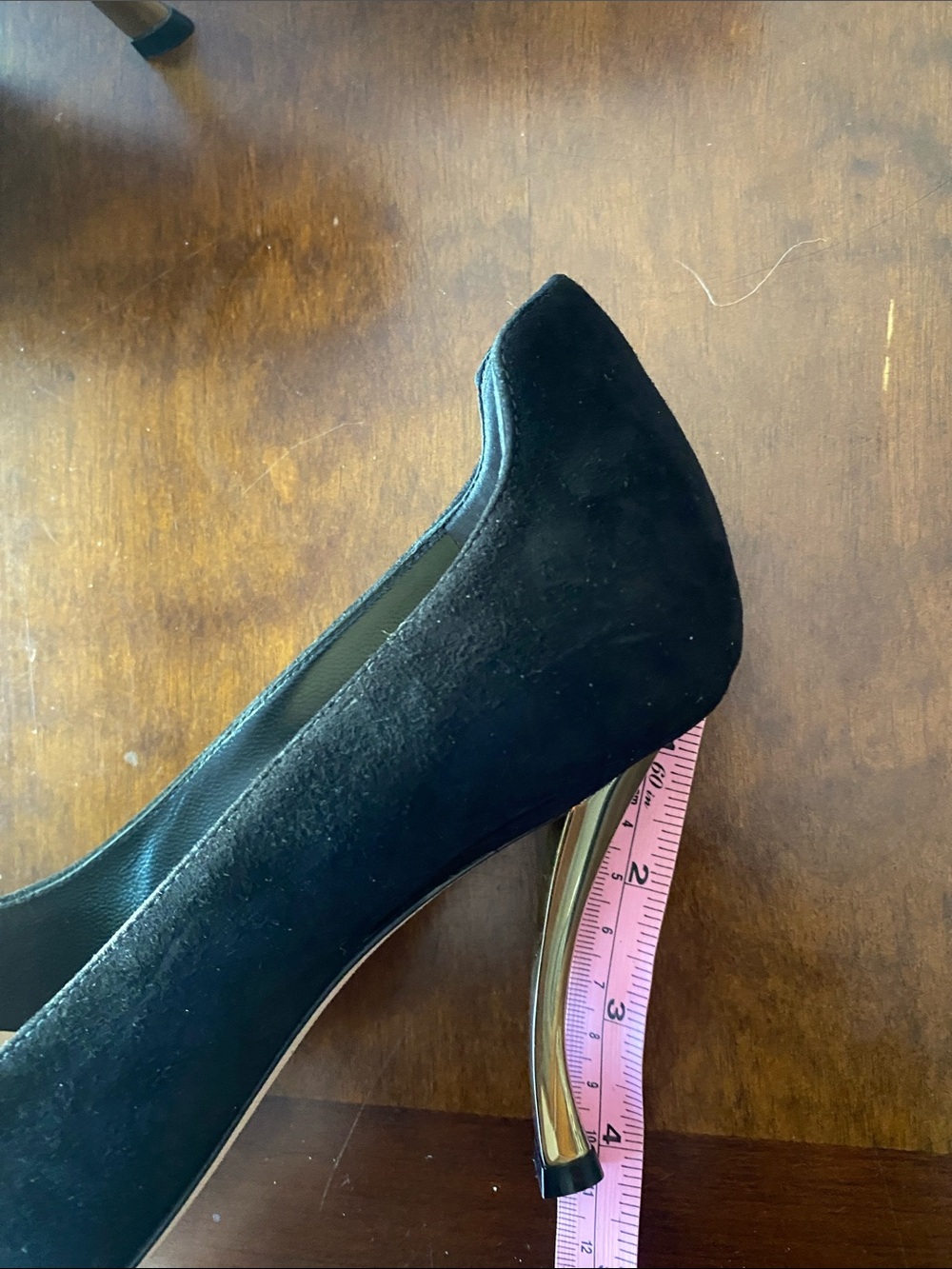 Dior Black Suede Pointed-Toe Stiletto Heels with Gold Heel - Picture 8 of 15